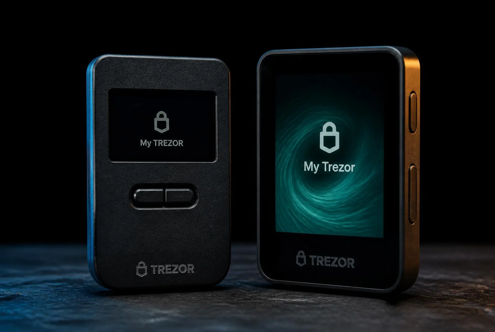 Comparação entre modelo antigo de hardware wallet e a nova Jade Core com tela maior